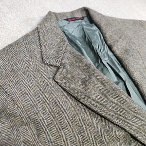 Vintage Herringbone Tweed Blazer Men 42r Racquet Club Virgin Wool Sport Coat USA